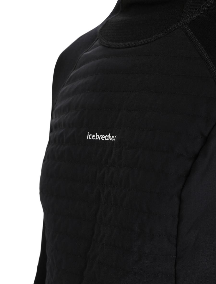 Base Layers Icebreaker ZoneKnit™ Merino Insulated Long Sleeve Hoodie Damskie Czarne | PL 1062ZUTG